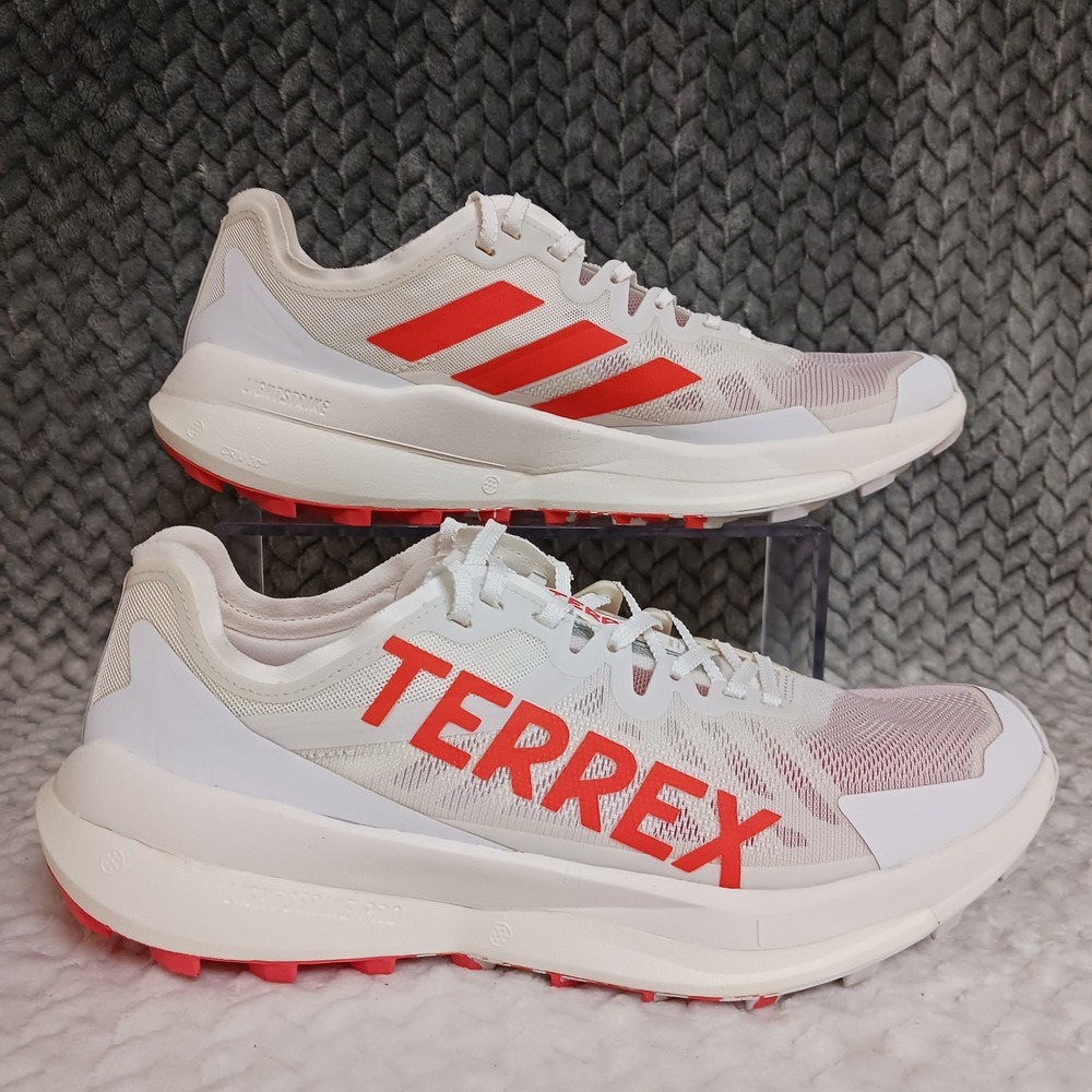 Adidas Terrex Agravic Speed Womens Trail Running Shoes White Impact Orange Sz 10